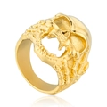 Vintage golden skull ring for men featuring gothic skeleton hand design and polished metal finish - US 7 / Gold