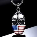 Colgante calavera vintage de acero inoxidable con máscara de bandera EE.UU. y cadena - Pendant Only (Without Chain)