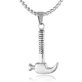 Collar con colgante de martillo de acero inoxidable pulido para hombre con cadena clásica - Solo Colgante / Color Acero
