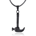 Colgante de martillo negro de acero inoxidable con mango texturizado y cadena a juego - Solo Colgante / Negro