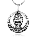 Gothic mummie schedel hanger ketting van roestvrij staal met Keltisch vlechtwerk rand - Hanger Zonder Ketting / Staalkleur