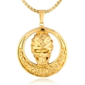 Gouden titanium stalen schedel hanger met Keltische knoop op een box ketting voor heren - Hanger Zonder Ketting / Goud