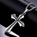 Collana vintage da uomo con ciondolo a croce in acciaio inossidabile e trama a puntini - Colore Argento Solo Ciondolo (Senza Catena)