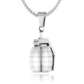 Silver grenade pendant necklace in punk style with a polished stainless steel box chain - Steel Color Pendant Only (Without Chain)