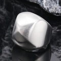 Men's titanium steel ring with irregular geometric facets and matte brushed silver finish - Size 7 / Brushed Irregular Geometric Facets (Model 14) / Steel