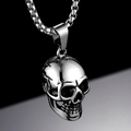 Retro punk gothic silver skull pendant necklace made of durable stainless steel for men - Silver Color Pendant / Pendant Only (Without Chain)