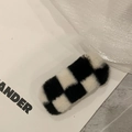 Pinza para el pelo clásica de peluche a cuadros blancos y negros en piel sintética - Clip de Felpa de Rejilla Blanco y Negro