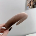 Close-up of thick brown velvet headband showing soft texture and padded design - Light Coffee