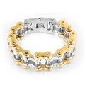 Pulsera para hombre de acero inoxidable estilo cadena de moto bicolor oro y plata - 18mm Ancho 22cm Largo / Bicolor (Oro y Plata)