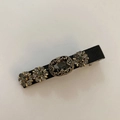 Fermaglio per capelli vintage stile corte con nastro nero e strass grigi da donna - Stile Zirconia