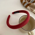 Serre-tête épais en éponge rouge foncé en tissu tricoté avec étiquette faite main - Rose Rouge
