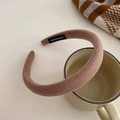 Serre-tête en tissu tricoté beige avec étiquette faite main pour femmes - Rose Poudré