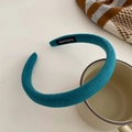 Serre-tête rembourré en tissu sarcelle pour femmes avec étiquette fait main élégante - Bleu lac