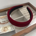 Elegant deep red velvet wide headband with vintage design and non-slip lining - Wine Red Velvet Headband