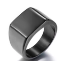 Minimalistischer quadratischer Siegelring für Herren aus mattschwarzem Titanstahl - Größe 7 / Minimalistischer Schwarzer Quadratischer Siegelring (Modell 1) / Schwarz