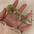 U-shaped acetate hair pin with vintage green marble texture for elegant styling - Amber Matcha Green (5030364754406) / Green