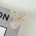 Detailed macro of a butterfly hair claw clip with golden spring and anti-slip texture - Off White
