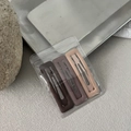 Three-piece earth-toned matte rectangular hair clips neatly packed in a clear zipper bag - Square / Set of 3 / Brown