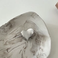 Detailed side view of silver heart-shaped metal hair claw with brushed texture and strong teeth - Heart Silver