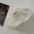 Irregular cream white resin hair claw clip with golden metal spring for thick hair - Irregular White