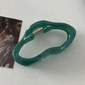 Deep green translucent resin hair claw clip with large irregular wave design for thick hair - Irregular Mint Green