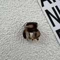 Close-up of small acetate hair claw with brown amber texture and handmade engraving - Milk Coffee