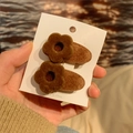 Set di due fermagli per capelli a forma di fiore marrone con finitura floccata - Fiore Caffè / Caffè Floccato