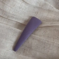 Close-up of a purple textured fabric BB hair clip on a minimalist linen background - Triangle Snap Clip - Purple