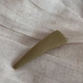Close-up of olive green plaid fabric covered triangular hair clip on linen background - Triangle Snap Clip - Green