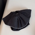 Elegant black and white polka dot lace bow hair claw clip with sophisticated mesh fabric - Black White Patchwork Ponytail Clip