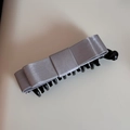 Detail of grey satin bow hair clip with black glossy banana comb for ponytail styling - Gray