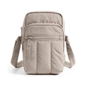 Piccola borsa a tracolla per cellulare in nylon kaki con tasche multiple a cerniera - 5.1 x 1.8x 8.3 pollici / Marrone