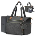 Deep grey quilted baby diaper bag with pacifier case and portable changing pad - 39.98 x 31.98 x 19.99 cm / Dark Gray