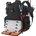 Zaino da pesca impermeabile con quattro scatole porta esche e supporto per canna - 45*32*20cm / Nero