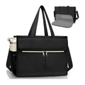 Große schwarze isolierte Lunchtasche mit Goldreißverschlüssen und Seitentasche - 16.5*6.5*12.6inch / Schwarz