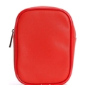 Vibrant red pebbled faux leather thigh bag featuring a silver metal zipper and rounded edges - Red