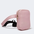 Adjustable pink faux leather thigh bag with gold zipper and mesh fishnet styling - Pink