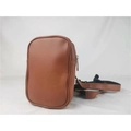 Brown leather thigh bag purse with adjustable strap and zip closure for women - Dark Brown