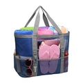 Blue large capacity mesh beach bag with gray reinforced handles and multiple storage pockets - 42*38*20cm / Blue Gray