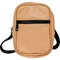Petit sac bandoulière marron clair en similicuir avec fermeture éclair noire et sangle - Style Cuir Motif Galets / Fauve