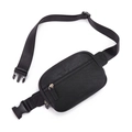 Minimalist black PU leather waist bag with lychee texture and adjustable strap - Black