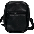 Sac bandoulière compact noir texture litchi avec sangle en nylon et poches zippées - Style Cuir Motif Galets / Noir
