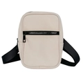 Sac bandoulière beige minimaliste avec zips noirs et bandoulière en nylon réglable noir - Style Toile de Canva / Blanc Cassé