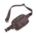 Sac banane tendance en cuir PU marron foncé avec sangle réglable pour le plein air - Café