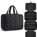 Beauty case da appendere impermeabile con design trapuntato e vari scomparti - Grande / Nero