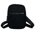 Vertical black nylon crossbody bag with adjustable strap and front zipper pocket - Black 1