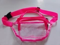 Neon pink transparent PVC waist bag with adjustable strap and dual zipper pockets - Pink