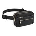 Sac banane en PU noir imperméable avec bandoulière réglable et design multi-poches - Noir