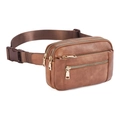 Sac bandoulière en cuir PU marron avec sangle réglable et conception à plusieurs poches - Brun Foncé