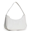 White mini hobo shoulder bag with litchi texture and golden zipper closure - Litchi Pattern Style (Actual Item as Pictured) / White